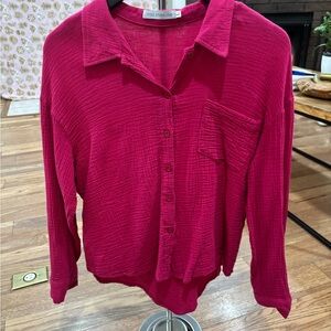 Miss Sparkling Fuchsia Button-Down Blouse